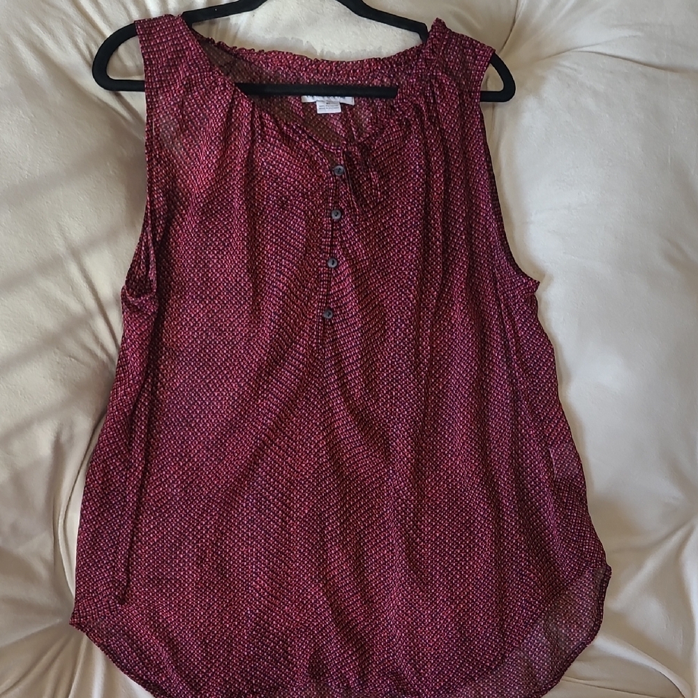 Liz Claiborne Red Sheer Sleeveless Relaxed Blouse